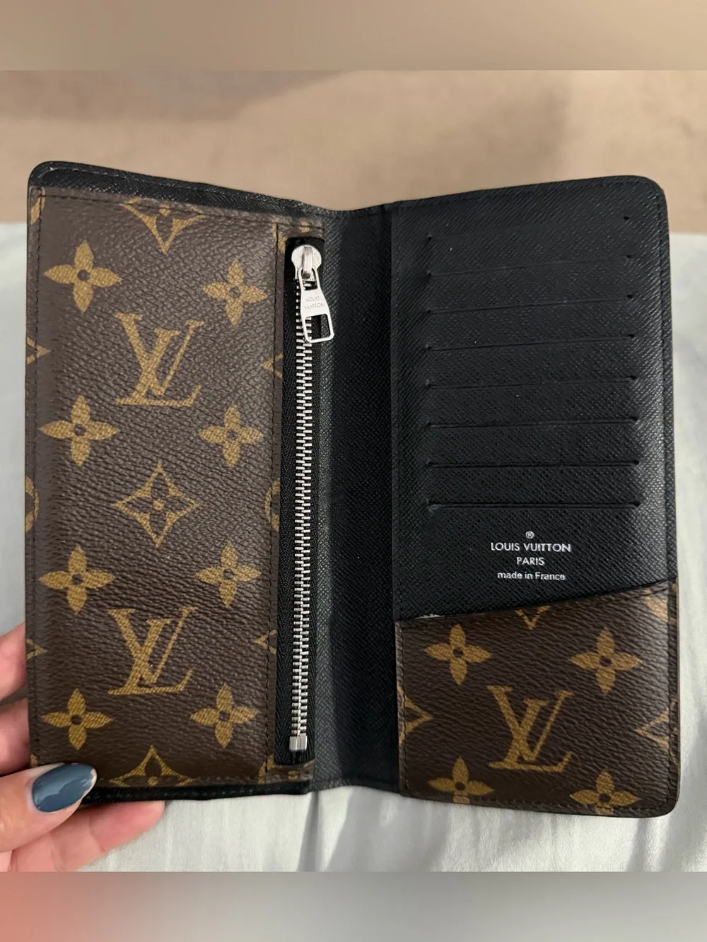 Authentic Louis Vuitton Monogram Macassar Brazza Wallet